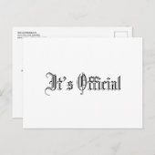 Carte Postale Faire-part C'est officiel Simple mariage gothique (Devant / Derrière)