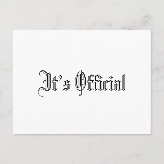 Carte Postale Faire-part C'est officiel Simple mariage gothique (Devant)