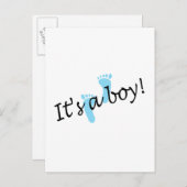 Carte Postale Faire-part C'est Un Garçon (Pieds Bleus) (Devant / Derrière)