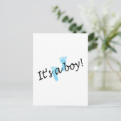 Carte Postale Faire-part C'est Un Garçon (Pieds Bleus) (Debout devant)