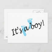 Carte Postale Faire-part C'est Un Garçon (Pieds Bleus) (Devant / Derrière)