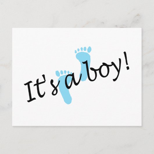 Carte Postale Faire-part C'est Un Garçon (Pieds Bleus) (Devant)