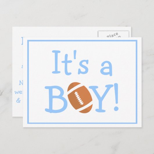 Carte Postale Faire-part C'est un garçon Thème de football Annonce de naiss (Devant / Derrière)