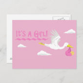 Carte Postale Faire-part C'est une fille ! (Devant / Derrière)