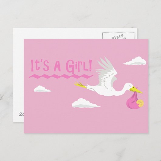 Carte Postale Faire-part C'est une fille ! (Devant / Derrière)