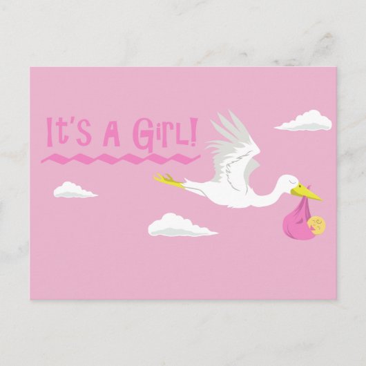 Carte Postale Faire-part C'est une fille ! (Devant)