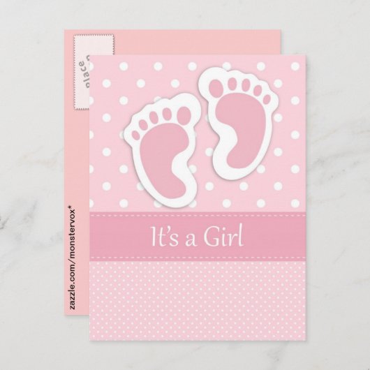 Carte Postale Faire-part C'est une fille (Devant / Derrière)