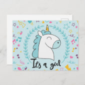 Carte Postale Faire-part C'est une fille (Devant / Derrière)