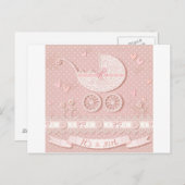 Carte Postale Faire-part C'est une fille, annonce de naissance de bébé fill (Devant / Derrière)