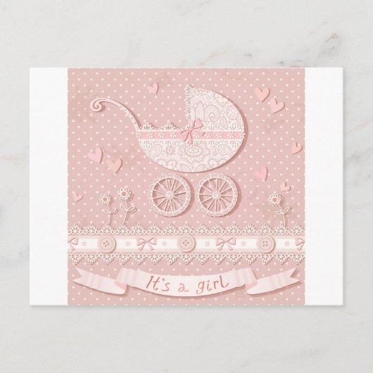 Carte Postale Faire-part C'est une fille, annonce de naissance de bébé fill (Devant)