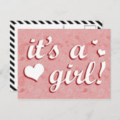 Carte Postale Faire-part c'est une fille : annonce paisley (Devant / Derrière)