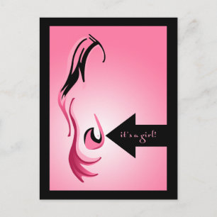 Carte Postale Faire-part c'est une fille ! : femme marquée