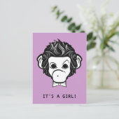 Carte Postale Faire-part c'est une fille ! petit singe (Debout devant)