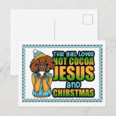 Carte Postale Faire-part Cette Fille Aime Le Chocolat Chaud Femmes Mélanine (Devant / Derrière)