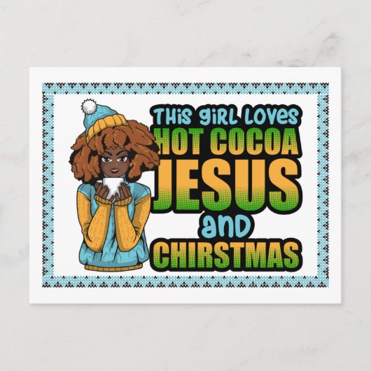 Carte Postale Faire-part Cette Fille Aime Le Chocolat Chaud Femmes Mélanine (Devant)