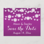 Carte Postale Faire-part Chaîne de lumières, mariage flocon de neige Enregi (Devant)