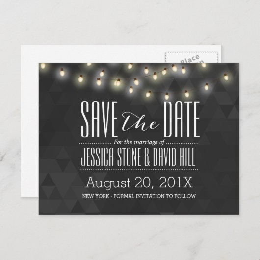 Carte Postale Faire-part Chaîne d'été moderne lumière mariage Enregistrer l (Devant / Derrière)