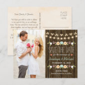 Carte Postale Faire-part Chaîne turquoise de lumières Automne Rustique Enre (Devant / Derrière)