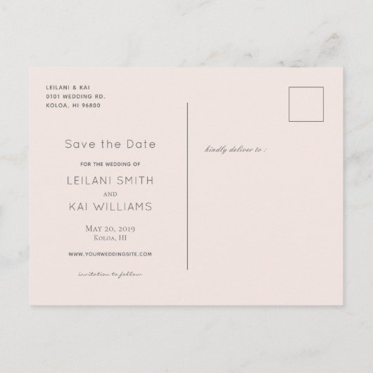 Carte Postale Faire-part Chaises de plage Pink Tropical Enregistrer la date (Dos)