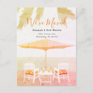 Carte Postale Faire-part Chaises de plage tropicales roses en mouvement
