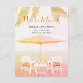 Carte Postale Faire-part Chaises de plage tropicales roses en mouvement (Devant)