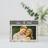 Carte Postale Faire-part Chalkboard Burlap & Lace Photo Enregistrer les car (Debout devant)