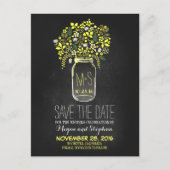 Carte Postale Faire-part Chalkboard enregistrer la date - Floral Mason Jar (Devant)