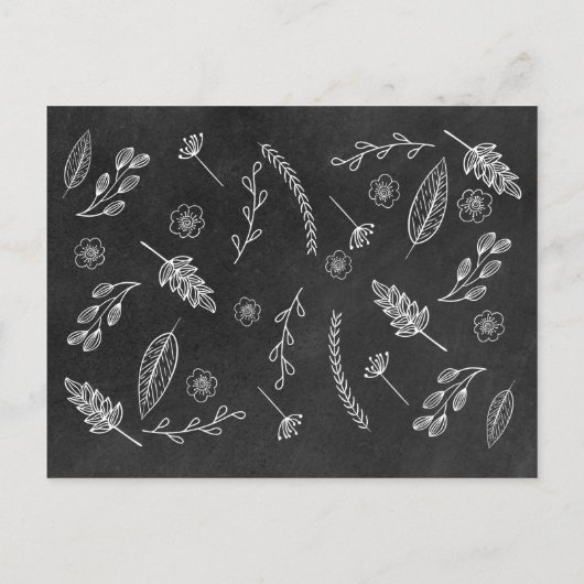 Carte Postale Faire-part Chalkboard Floral Garland Enregistrer la date (Dos)