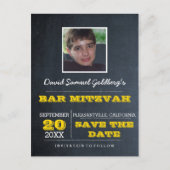 Carte Postale Faire-part Chalkboard Gold Bar Mitzvah Photo Enregistrer la d (Devant)