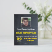 Carte Postale Faire-part Chalkboard Gold Bar Mitzvah Photo Enregistrer la d (Debout devant)
