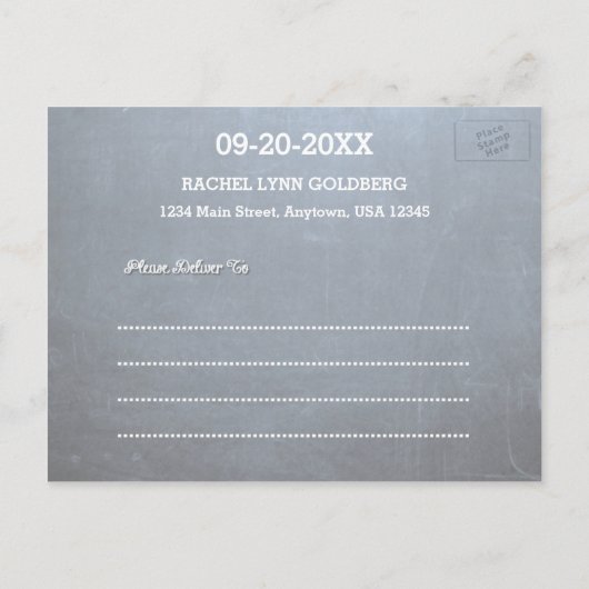 Carte Postale Faire-part Chalkboard Lights Aqua Bat Mitzvah Photo Enregistr (Dos)