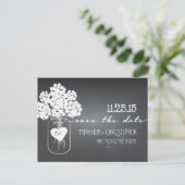 Carte Postale Faire-part Chalkboard Mason Jar Enregistrer la date Postcard (Debout devant)