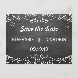 Carte Postale Faire-part Chalkboard Moustache Lips Vintage Enregistrer la d