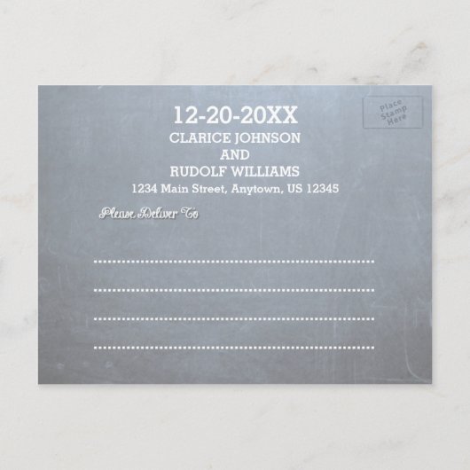 Carte Postale Faire-part Chalkboard Multi Lights Mariage rouge Enregistrer  (Dos)