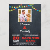 Carte Postale Faire-part Chalkboard Multi Lights Mariage rouge Enregistrer  (Devant)