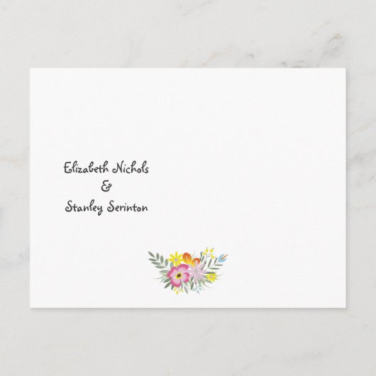 Carte Postale Faire-part Chalkboard rose fleurs mariage Enregistrer la date (Dos)