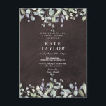 Carte Postale Faire-part Chalkboard Sage et Lilac Fête des mariées florale<br><div class="desc">Doté de jolis feuilles sauge et lilas se balancent sur un élégant cadre doré renfermant vos détails de douche nuptiale dans un texte classique élégant sur un chic shabby arrière - plan de tableau noir. Conçu par Thisisnotme©</div>