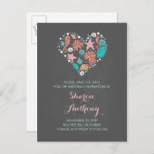 Carte Postale Faire-part chalkboard sea heart beach mariage enregistrer la (Devant / Derrière)