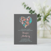 Carte Postale Faire-part chalkboard sea heart beach mariage enregistrer la (Debout devant)