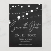 Carte Postale Faire-part Chalkboard String Lights Wedding Enregistrer La Da (Devant)
