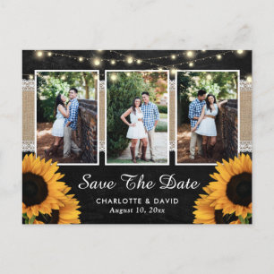 Carte Postale Faire-part Chalkboard Sunflower Enregistrer la date Photo Car