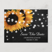 Carte Postale Faire-part Chalkboard Sunflower Wedding Enregistrer La Date (Devant)