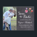 Carte Postale Faire-part Chalkboard Watercolor Flower Enregistrer la date<br><div class="desc">"Donnez le ton pour votre journée spéciale avec notre Chalkboard Watercolor Flower Enregistrez la carte postale Annonce de date. Cette carte postale magnifiquement conçue allie le charme rustique d'un arrière - plan de tableau noir à l'élégance délicate des fleurs d'aquarelle, créant une façon unique et mémorable d'annoncer votre date mariage....</div>