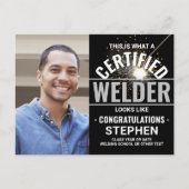 Carte Postale Faire-part Chalumeau de soudage & étincelles Diplômé certifié (Devant)