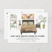 Carte Postale Faire-part Chambre d'amis Boho Moderne Prête Nous avons Démén (Devant / Derrière)