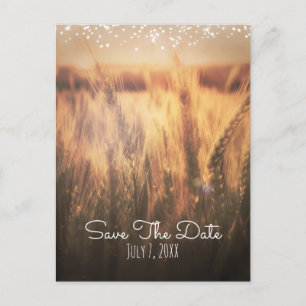 Carte Postale Faire-part Champ de blé Mariage campagnard rustique Date de s