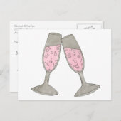 Carte Postale Faire-part Champagne rose Sauvez la date Mariage mariée (Devant / Derrière)
