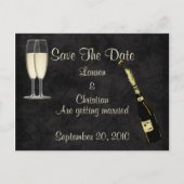 Carte Postale Faire-part Champagne Save The Date (Noir) (Devant)