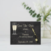 Carte Postale Faire-part Champagne Save The Date (Noir) (Debout devant)