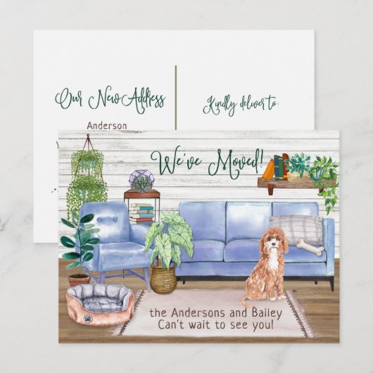 Carte Postale Faire-part Champaign Cockapoo Cosy Nouvelle Maison        Mov (Devant / Derrière)